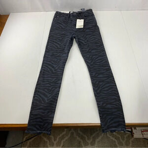 Zara Womens Size 2 High Waist Skinny Jeans Blue Zebra Print NWT